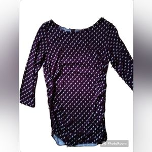 Motherhood Maternity Polka Dots Quarter Sleeve Scoop neck Shirt w/ ruffle sides